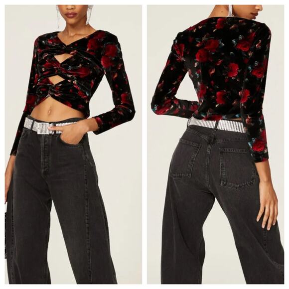 Autumn Adeigbo Velvet Floral Top - Picture 1 of 7
